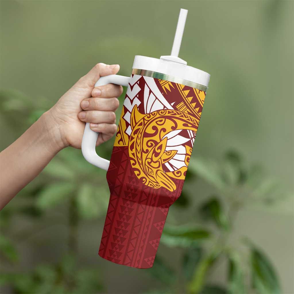 Couple Dolphins Maori Motif Tumbler With Handle LT9 - Polynesian Pride