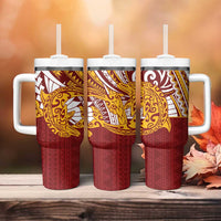 Couple Dolphins Maori Motif Tumbler With Handle LT9 - Polynesian Pride