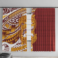 Couple Dolphins Maori Motif Window Curtain LT9 With Hooks Burgundy - Polynesian Pride