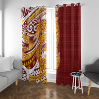 Couple Dolphins Maori Motif Window Curtain LT9 With Grommets Burgundy - Polynesian Pride