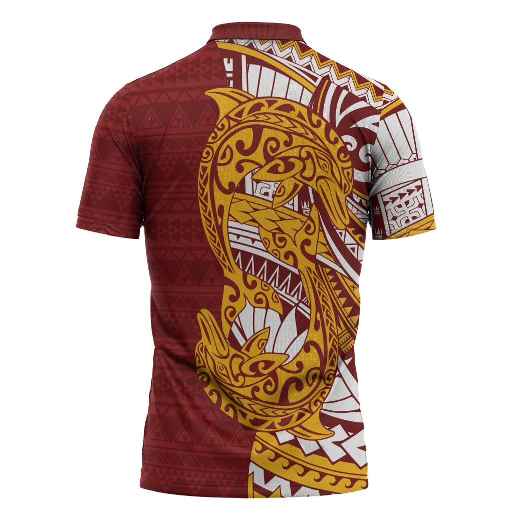 Couple Dolphins Maori Motif Zipper Polo Shirt LT9 - Polynesian Pride