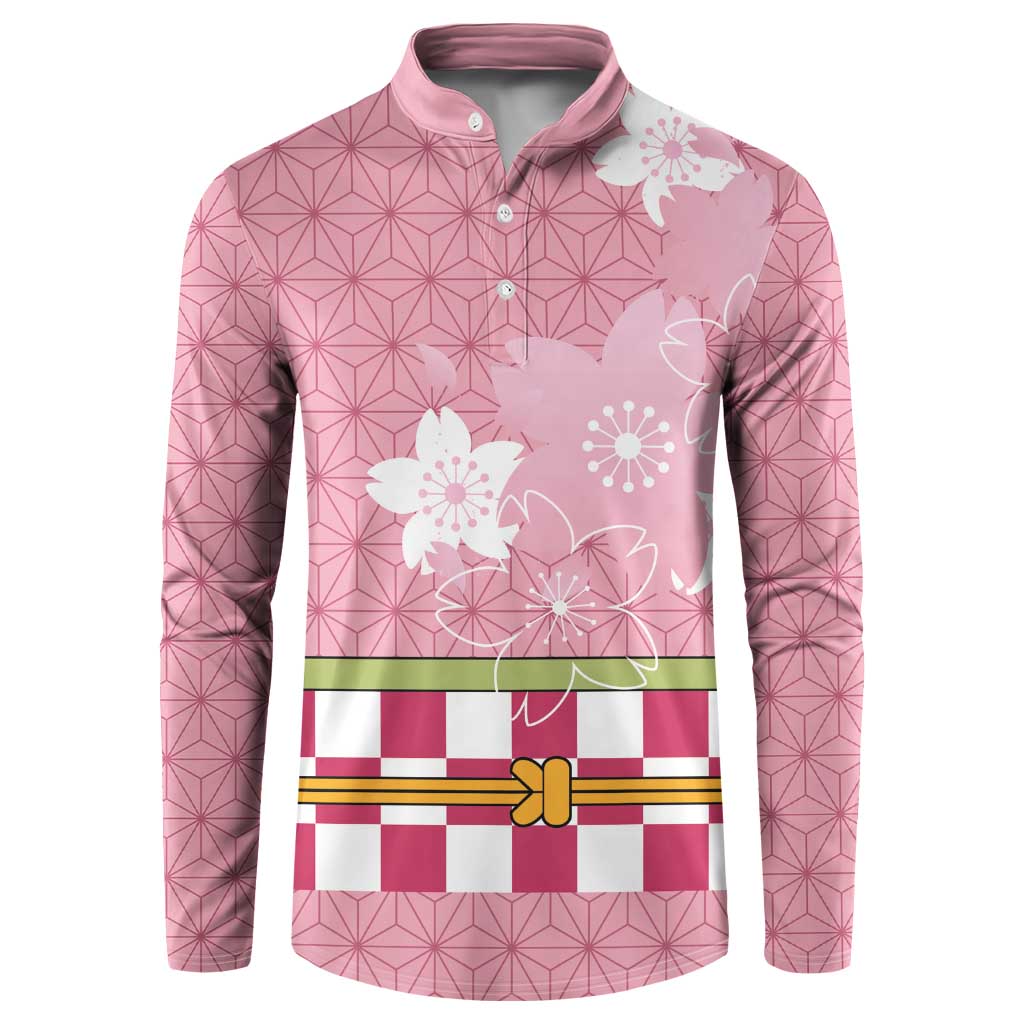 Japanese Asanoha Pattern Button Sweatshirt Charm Against Evil Spirits LT9 Pink - Polynesian Pride