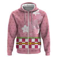 Japanese Asanoha Pattern Hoodie Charm Against Evil Spirits LT9 Zip Hoodie Pink - Polynesian Pride