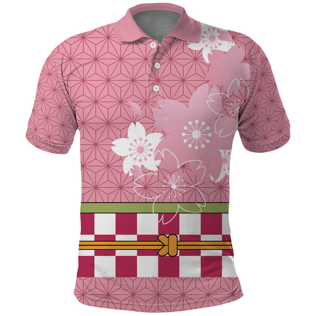 Japanese Asanoha Pattern Polo Shirt Charm Against Evil Spirits LT9 Pink - Polynesian Pride