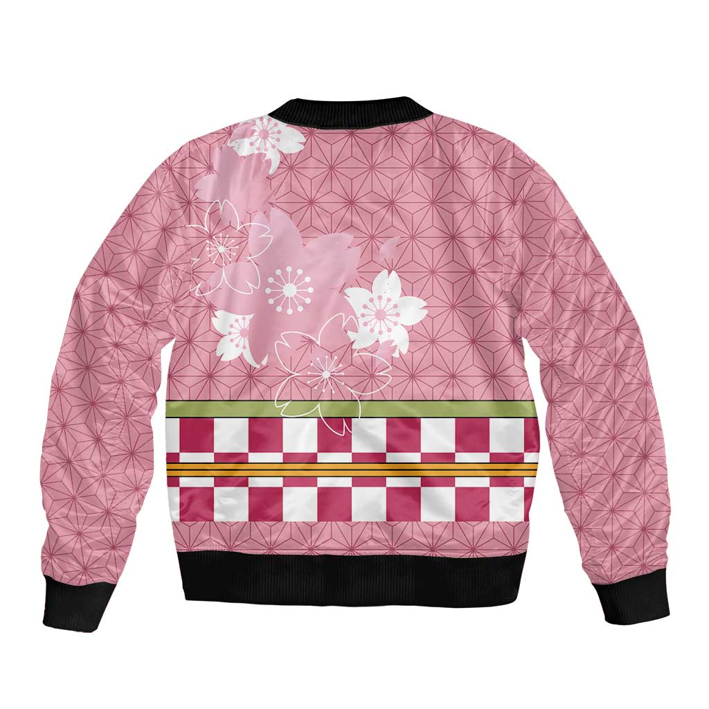 Japanese Asanoha Pattern Sleeve Zip Bomber Jacket Charm Against Evil Spirits LT9 - Polynesian Pride