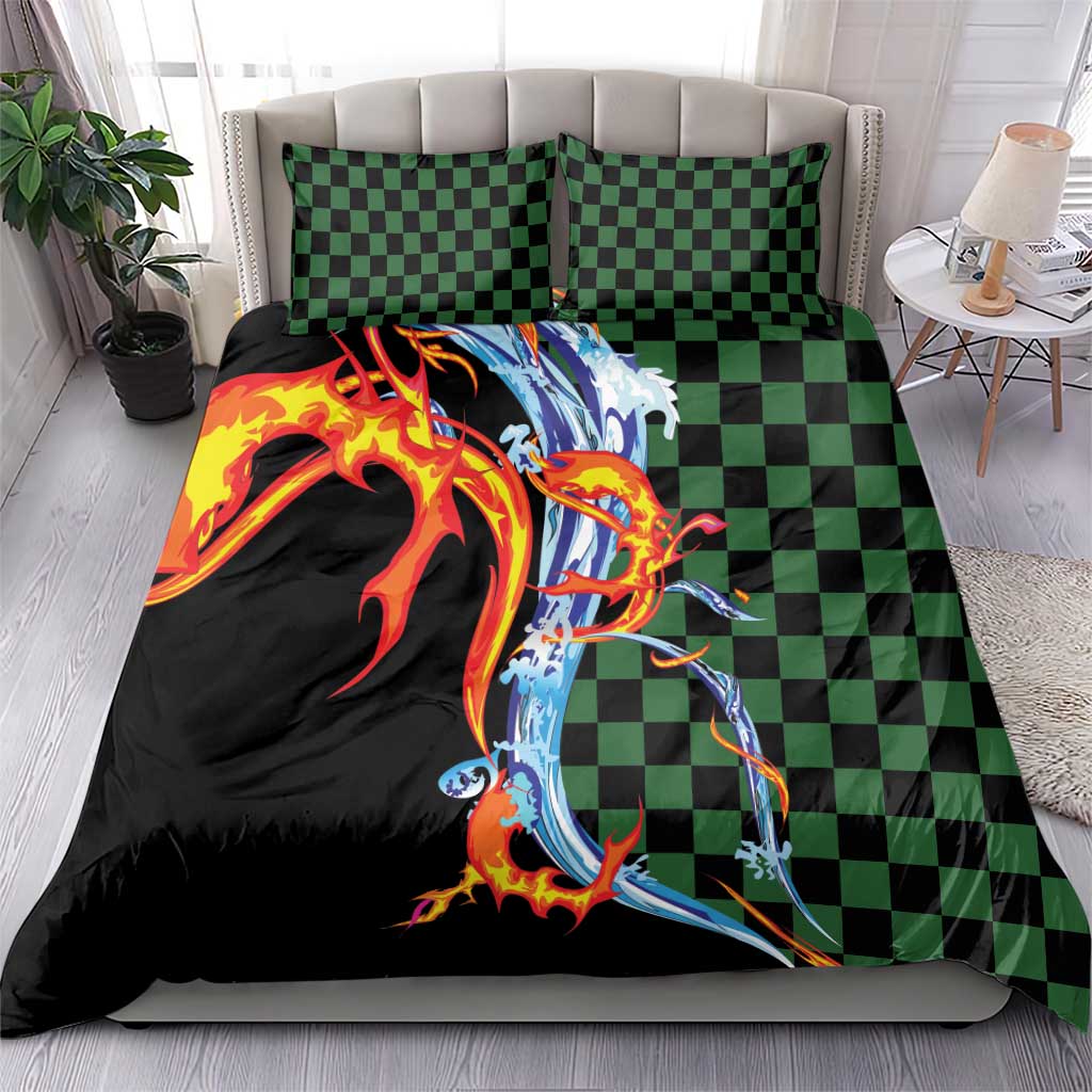 Japanese Asanoha Pattern Bedding Set Sun Flame Slayer Dragon Hinokami Kagura Spirit LT9 - Polynesian Pride