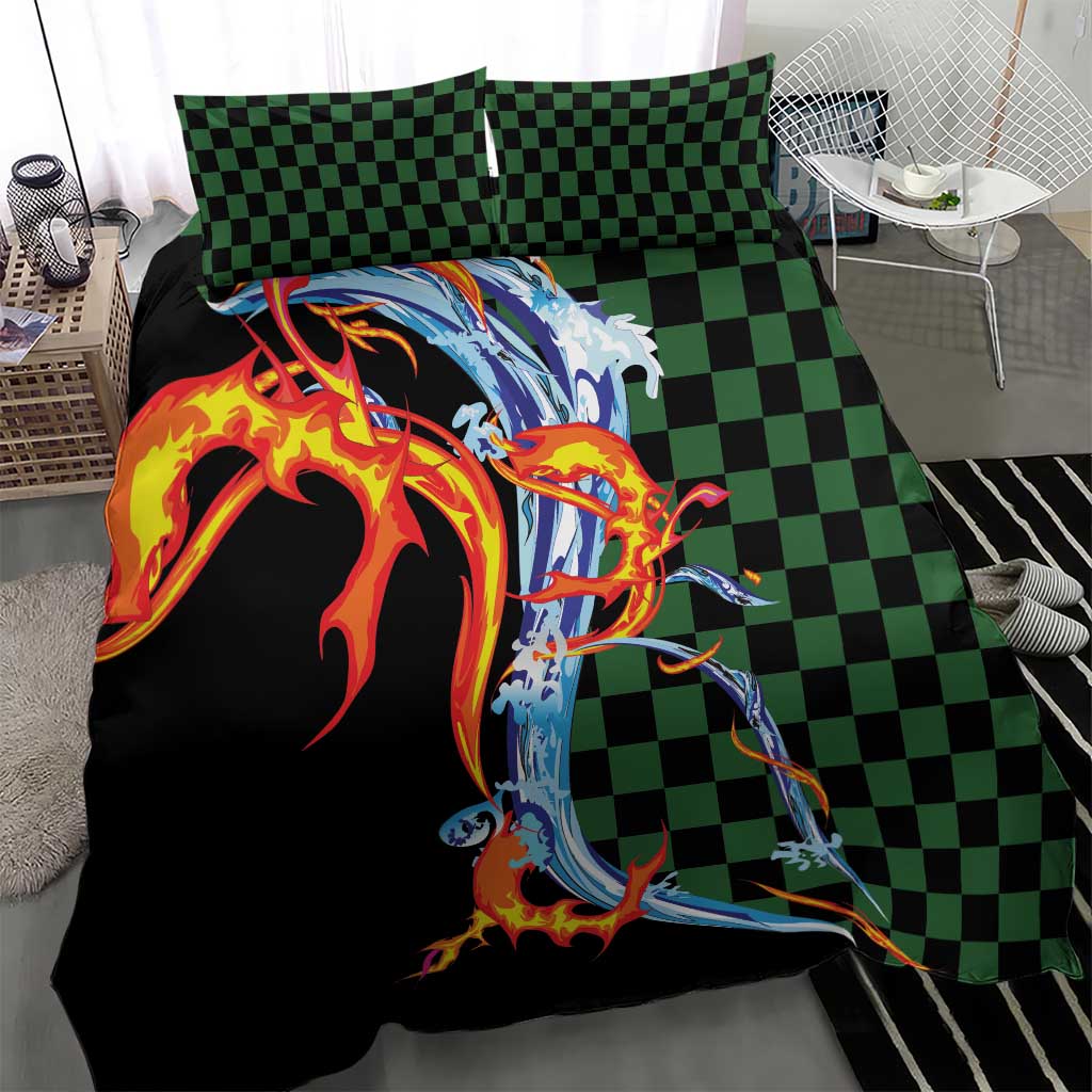 Japanese Asanoha Pattern Bedding Set Sun Flame Slayer Dragon Hinokami Kagura Spirit LT9 - Polynesian Pride