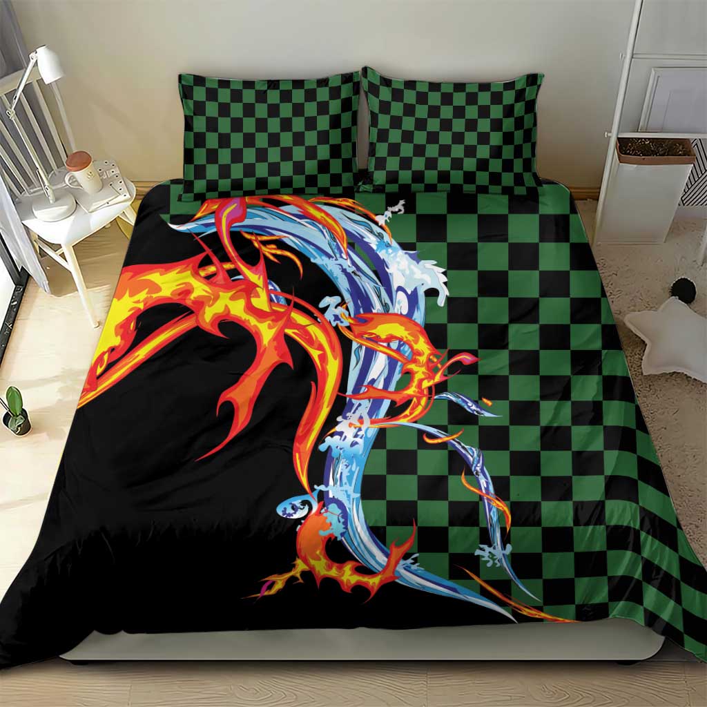 Japanese Asanoha Pattern Bedding Set Sun Flame Slayer Dragon Hinokami Kagura Spirit LT9 - Polynesian Pride
