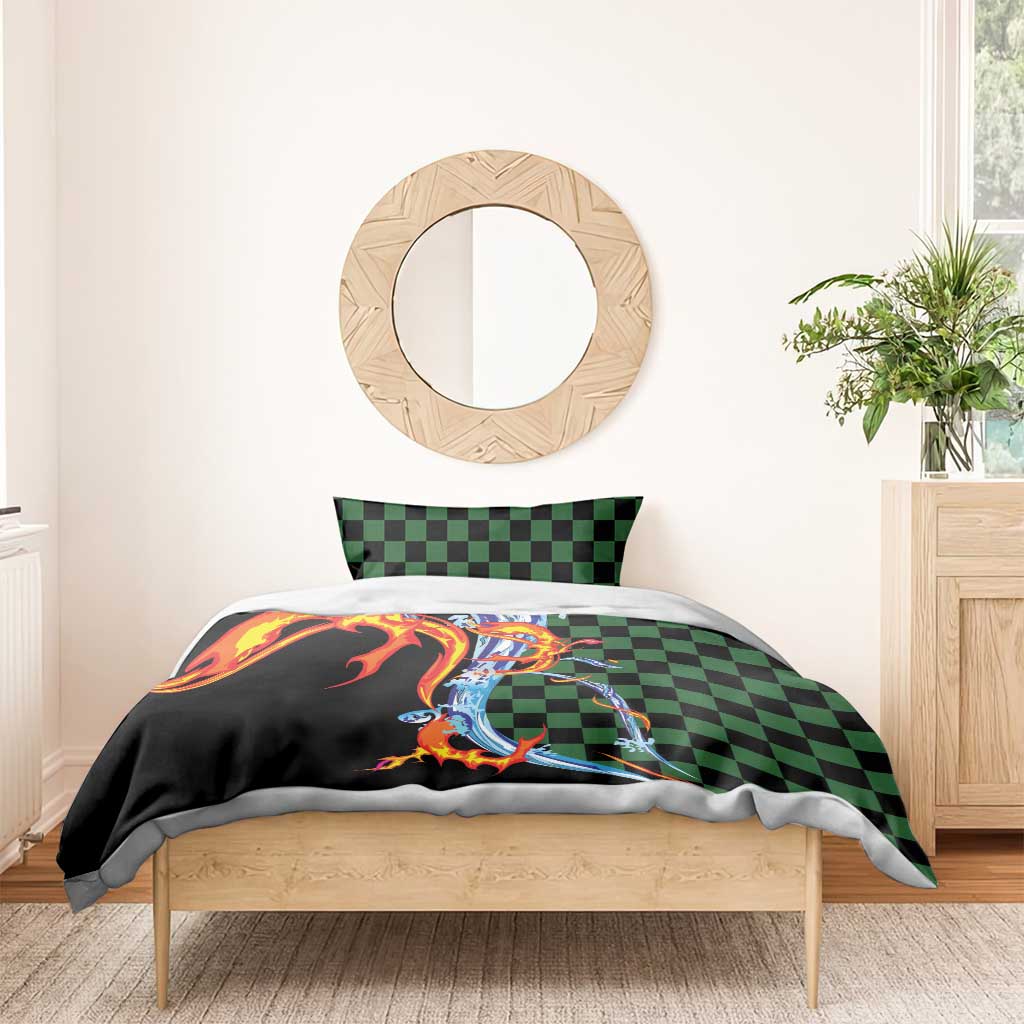 Japanese Asanoha Pattern Bedding Set Sun Flame Slayer Dragon Hinokami Kagura Spirit LT9 - Polynesian Pride