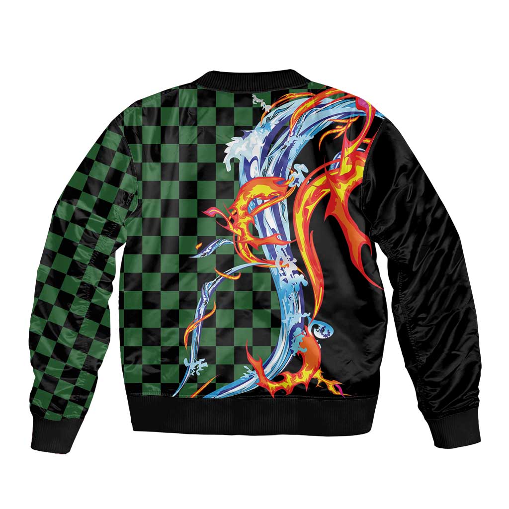 Japanese Asanoha Pattern Bomber Jacket Sun Flame Slayer Dragon Hinokami Kagura Spirit LT9 - Polynesian Pride