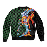 Japanese Asanoha Pattern Bomber Jacket Sun Flame Slayer Dragon Hinokami Kagura Spirit LT9 - Polynesian Pride