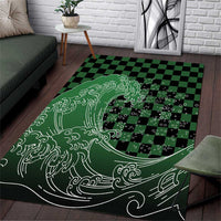 Japanese Asanoha Pattern Area Rug Water Breathing Slayer Dragon LT9 Green - Polynesian Pride