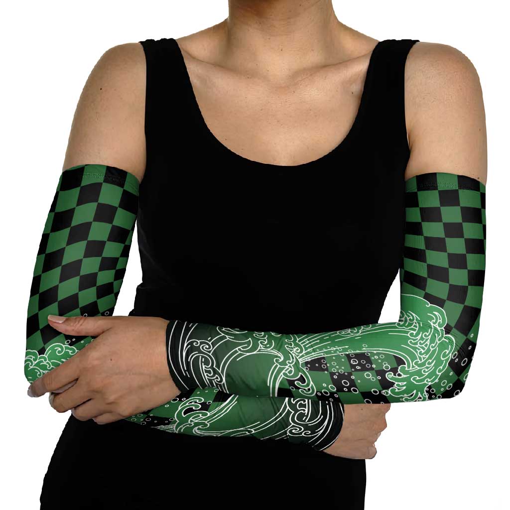 Japanese Asanoha Pattern Arm Sleeves Water Breathing Slayer Dragon LT9 - Polynesian Pride