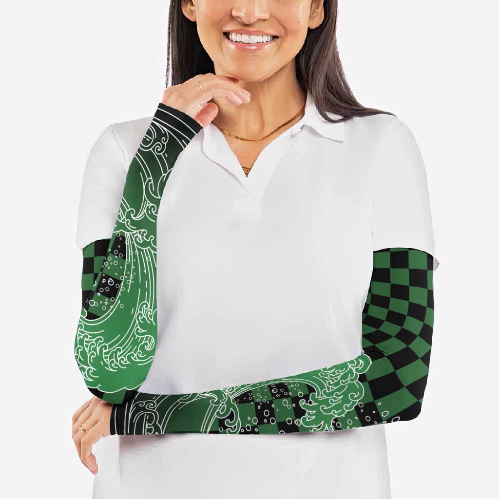 Japanese Asanoha Pattern Arm Sleeves Water Breathing Slayer Dragon LT9 - Polynesian Pride