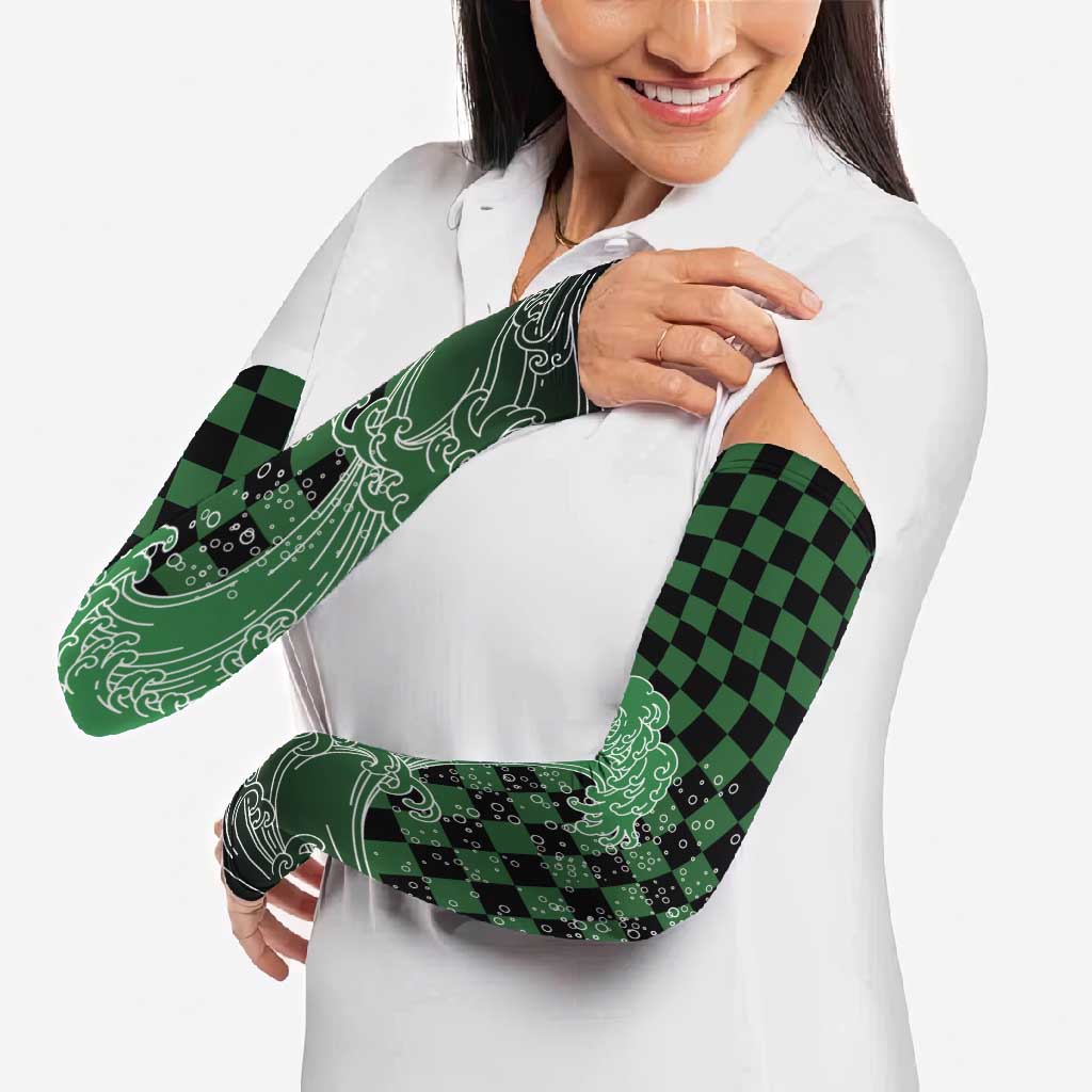 Japanese Asanoha Pattern Arm Sleeves Water Breathing Slayer Dragon LT9 - Polynesian Pride