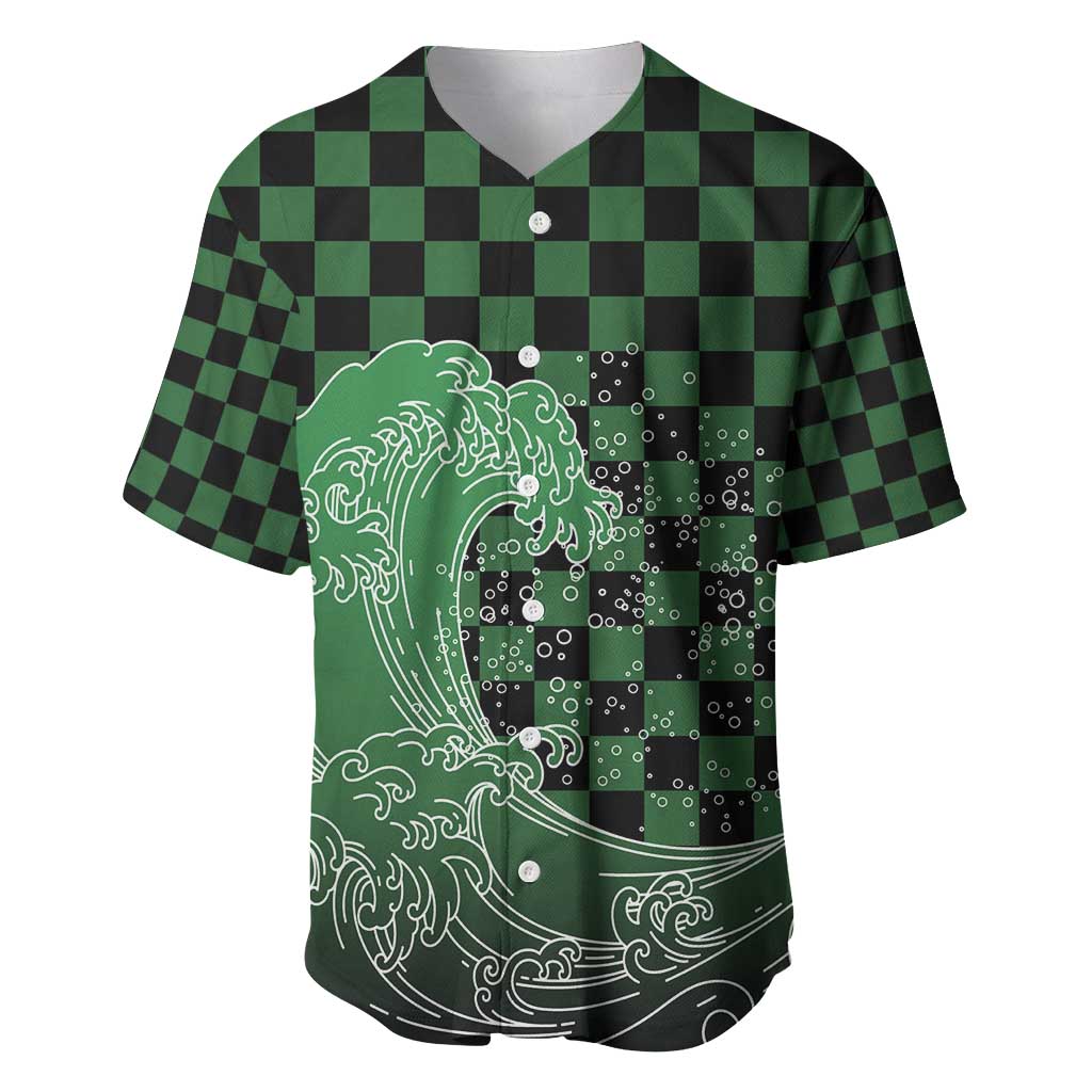 Japanese Asanoha Pattern Baseball Jersey Water Breathing Slayer Dragon LT9 Green - Polynesian Pride