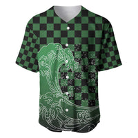 Japanese Asanoha Pattern Baseball Jersey Water Breathing Slayer Dragon LT9 Green - Polynesian Pride