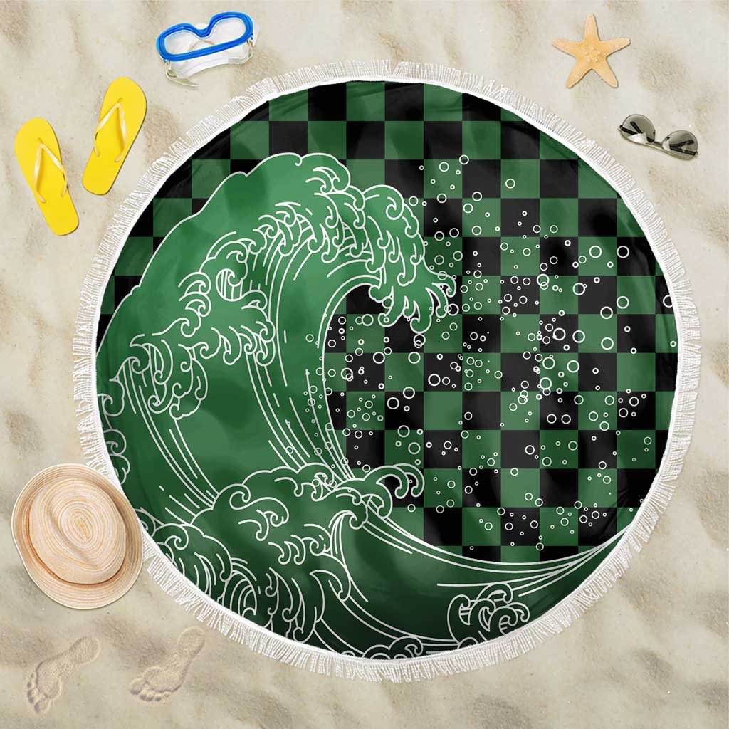 Japanese Asanoha Pattern Beach Blanket Water Breathing Slayer Dragon LT9 One Size 150cm Green - Polynesian Pride