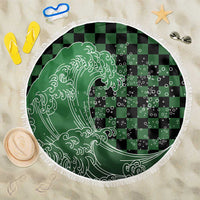 Japanese Asanoha Pattern Beach Blanket Water Breathing Slayer Dragon LT9 One Size 150cm Green - Polynesian Pride