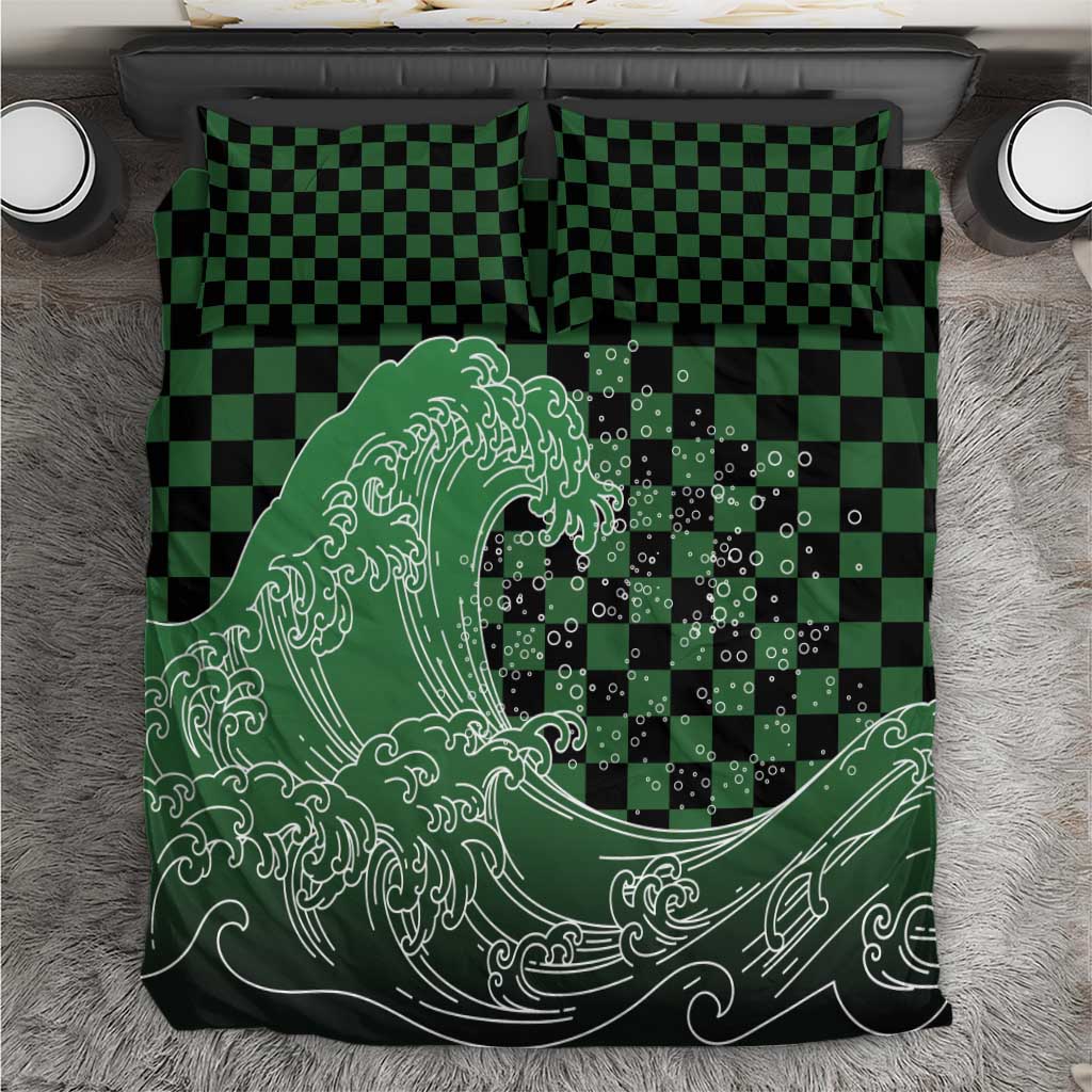 Japanese Asanoha Pattern Bedding Set Water Breathing Slayer Dragon LT9 Green - Polynesian Pride