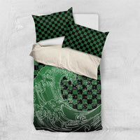 Japanese Asanoha Pattern Bedding Set Water Breathing Slayer Dragon LT9 US Twin 172cm x 218cm Green - Polynesian Pride
