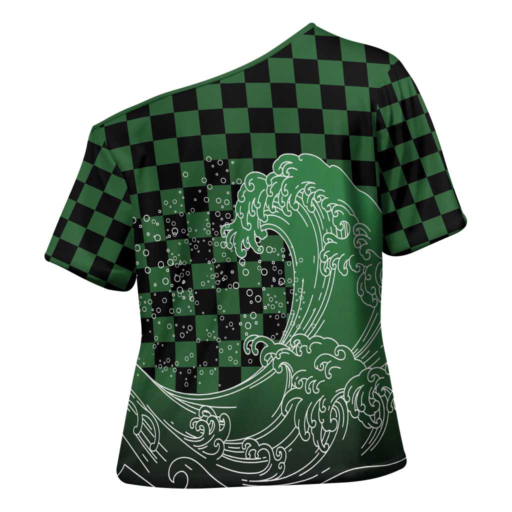 Japanese Asanoha Pattern Cross Shoulder Shirt Water Breathing Slayer Dragon LT9 - Polynesian Pride