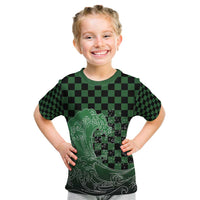 Japanese Asanoha Pattern Kid T Shirt Water Breathing Slayer Dragon LT9 Green - Polynesian Pride