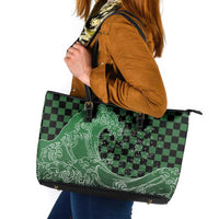 Japanese Asanoha Pattern Leather Tote Bag Water Breathing Slayer Dragon LT9 Green - Polynesian Pride