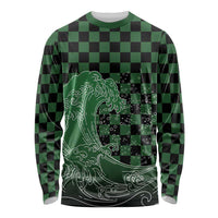Japanese Asanoha Pattern Long Sleeve Shirt Water Breathing Slayer Dragon LT9 Unisex Green - Polynesian Pride