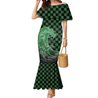 Japanese Asanoha Pattern Mermaid Dress Water Breathing Slayer Dragon LT9 Women Green - Polynesian Pride
