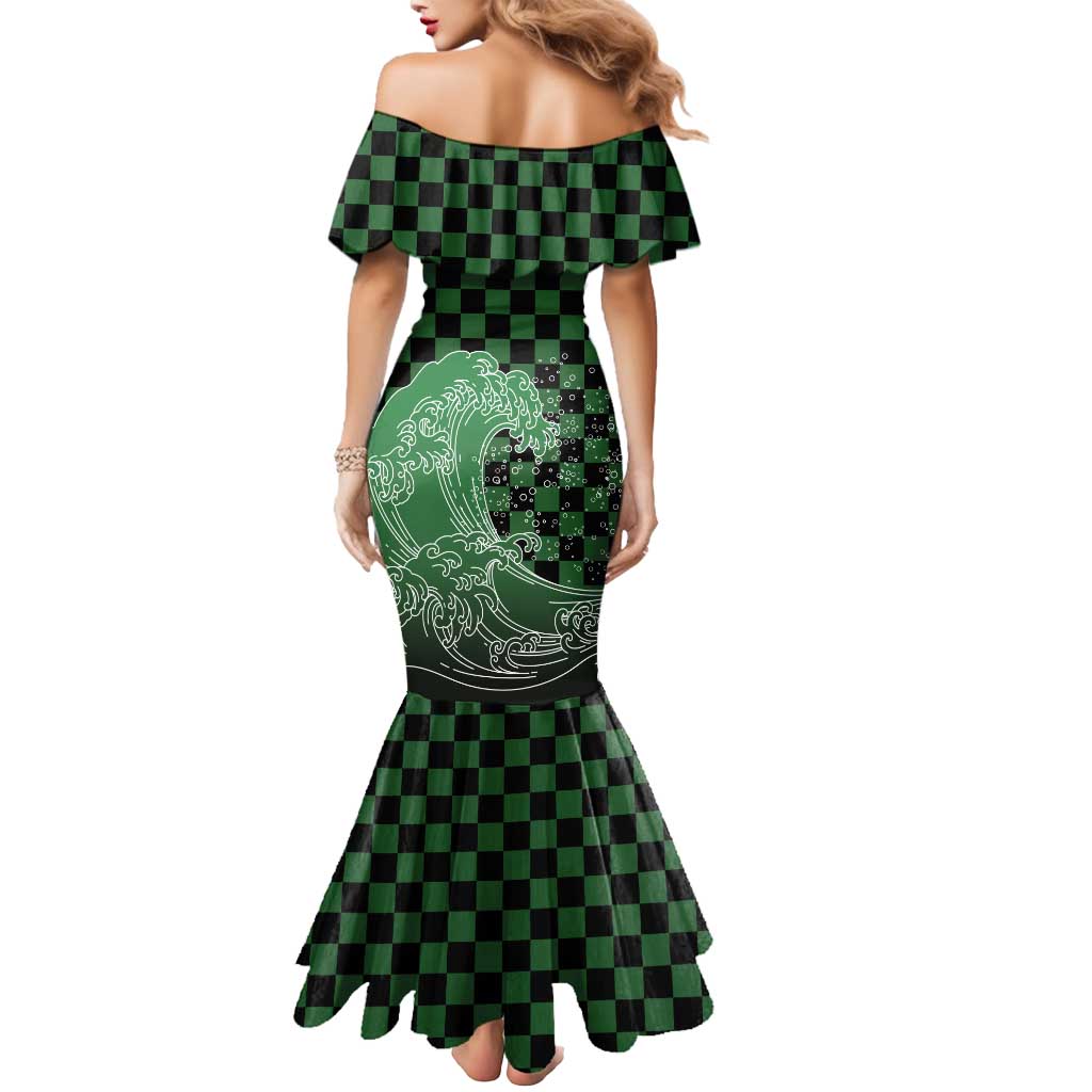 Japanese Asanoha Pattern Mermaid Dress Water Breathing Slayer Dragon LT9 - Polynesian Pride