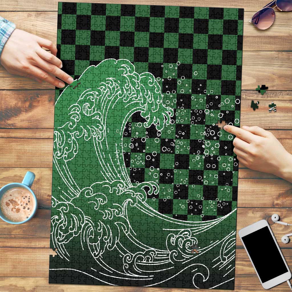 Japanese Asanoha Pattern Puzzle Water Breathing Slayer Dragon LT9 Green - Polynesian Pride