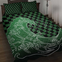 Japanese Asanoha Pattern Quilt Bed Set Water Breathing Slayer Dragon LT9 Green - Polynesian Pride