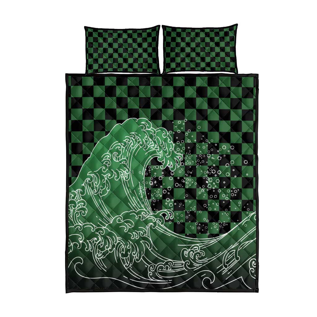 Japanese Asanoha Pattern Quilt Bed Set Water Breathing Slayer Dragon LT9 - Polynesian Pride