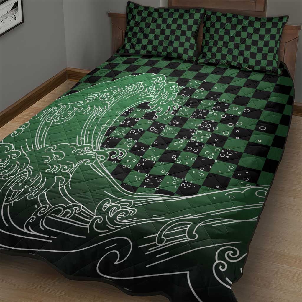 Japanese Asanoha Pattern Quilt Bed Set Water Breathing Slayer Dragon LT9 - Polynesian Pride