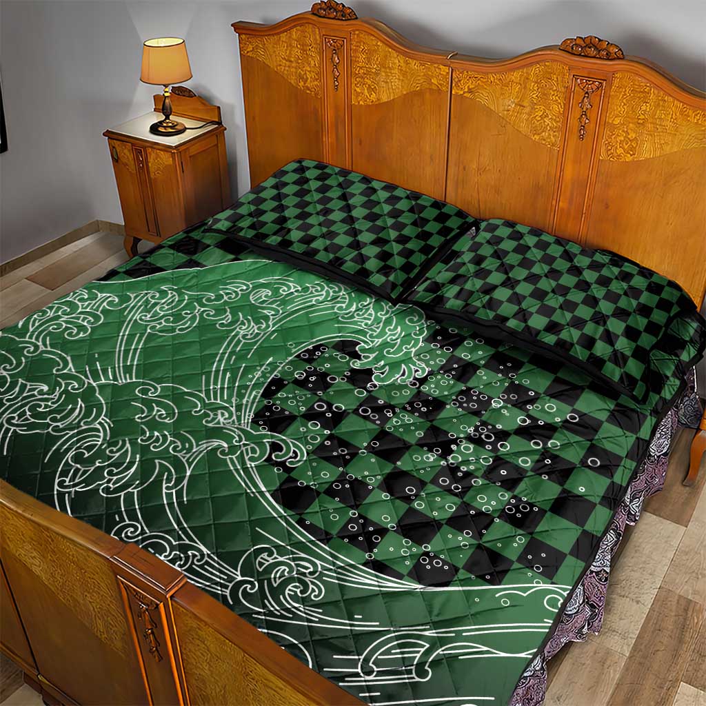 Japanese Asanoha Pattern Quilt Bed Set Water Breathing Slayer Dragon LT9 - Polynesian Pride
