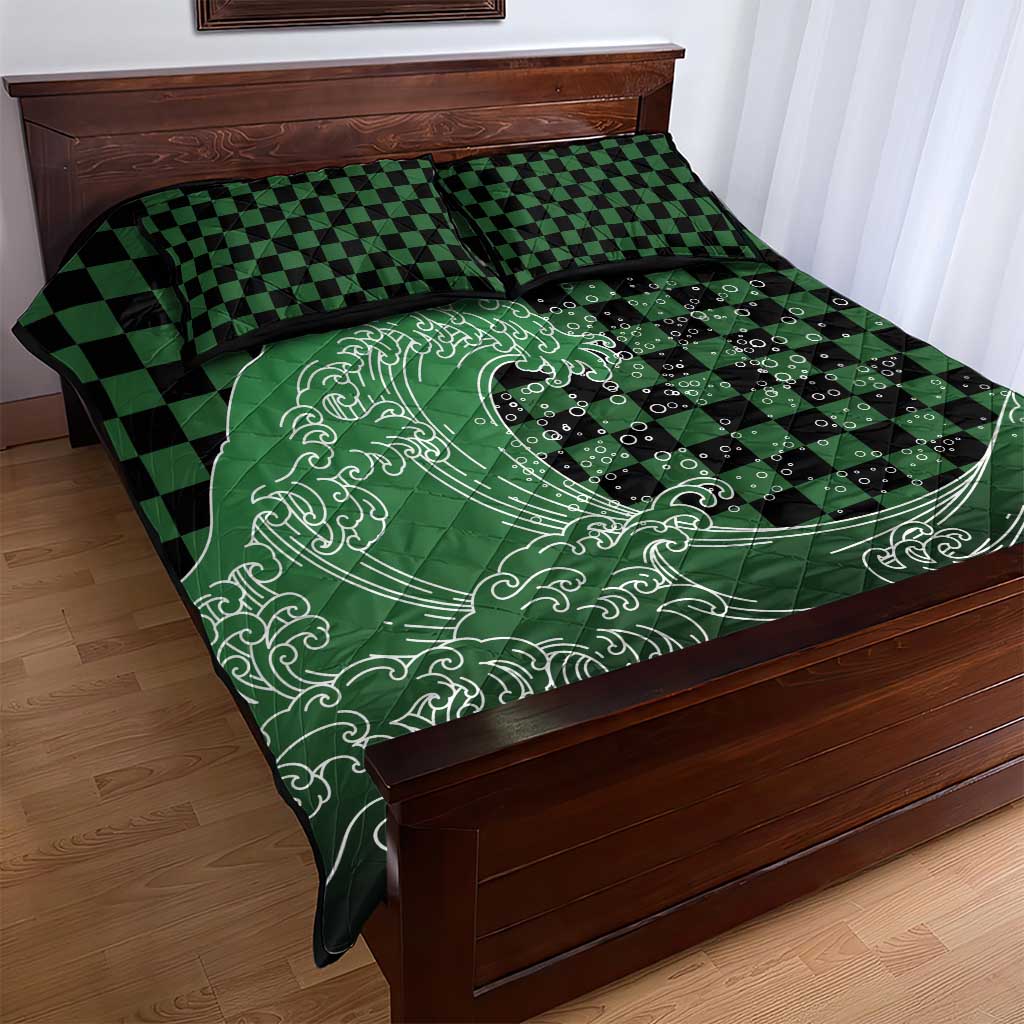 Japanese Asanoha Pattern Quilt Bed Set Water Breathing Slayer Dragon LT9 - Polynesian Pride