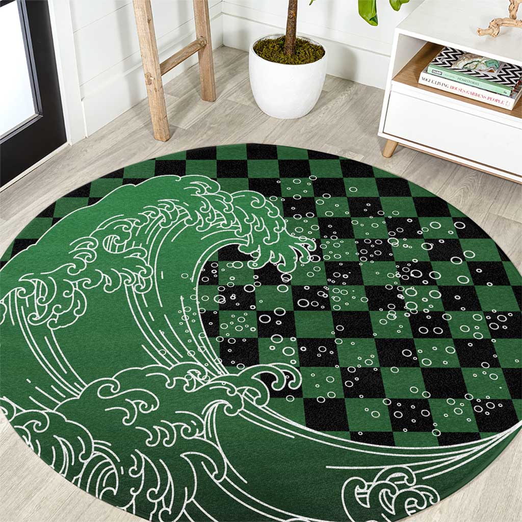 Japanese Asanoha Pattern Round Carpet Water Breathing Slayer Dragon LT9 Green - Polynesian Pride