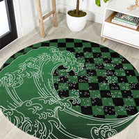 Japanese Asanoha Pattern Round Carpet Water Breathing Slayer Dragon LT9 Green - Polynesian Pride