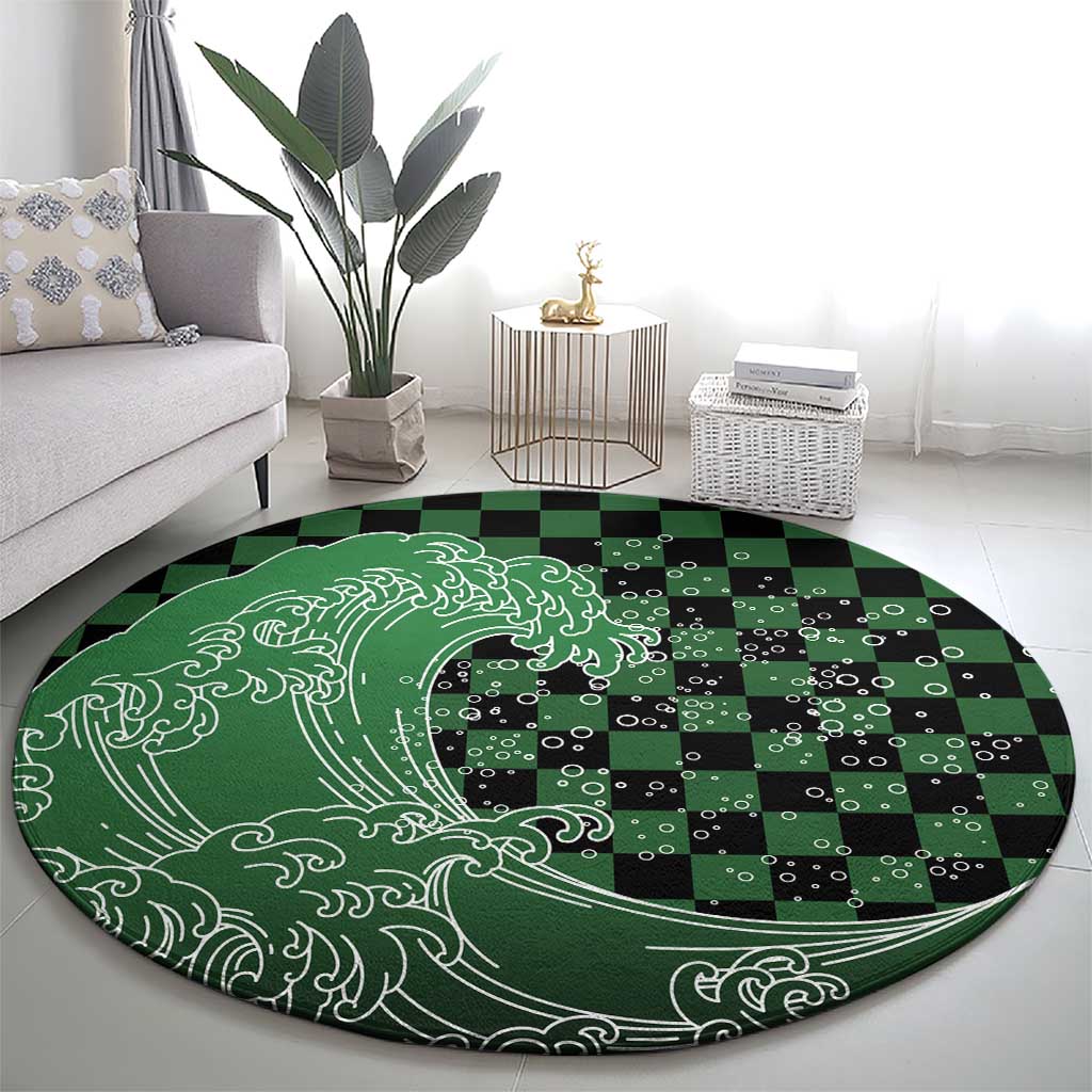 Japanese Asanoha Pattern Round Carpet Water Breathing Slayer Dragon LT9 - Polynesian Pride