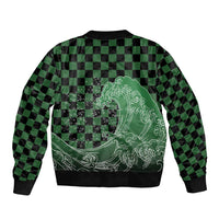 Japanese Asanoha Pattern Sleeve Zip Bomber Jacket Water Breathing Slayer Dragon LT9 - Polynesian Pride