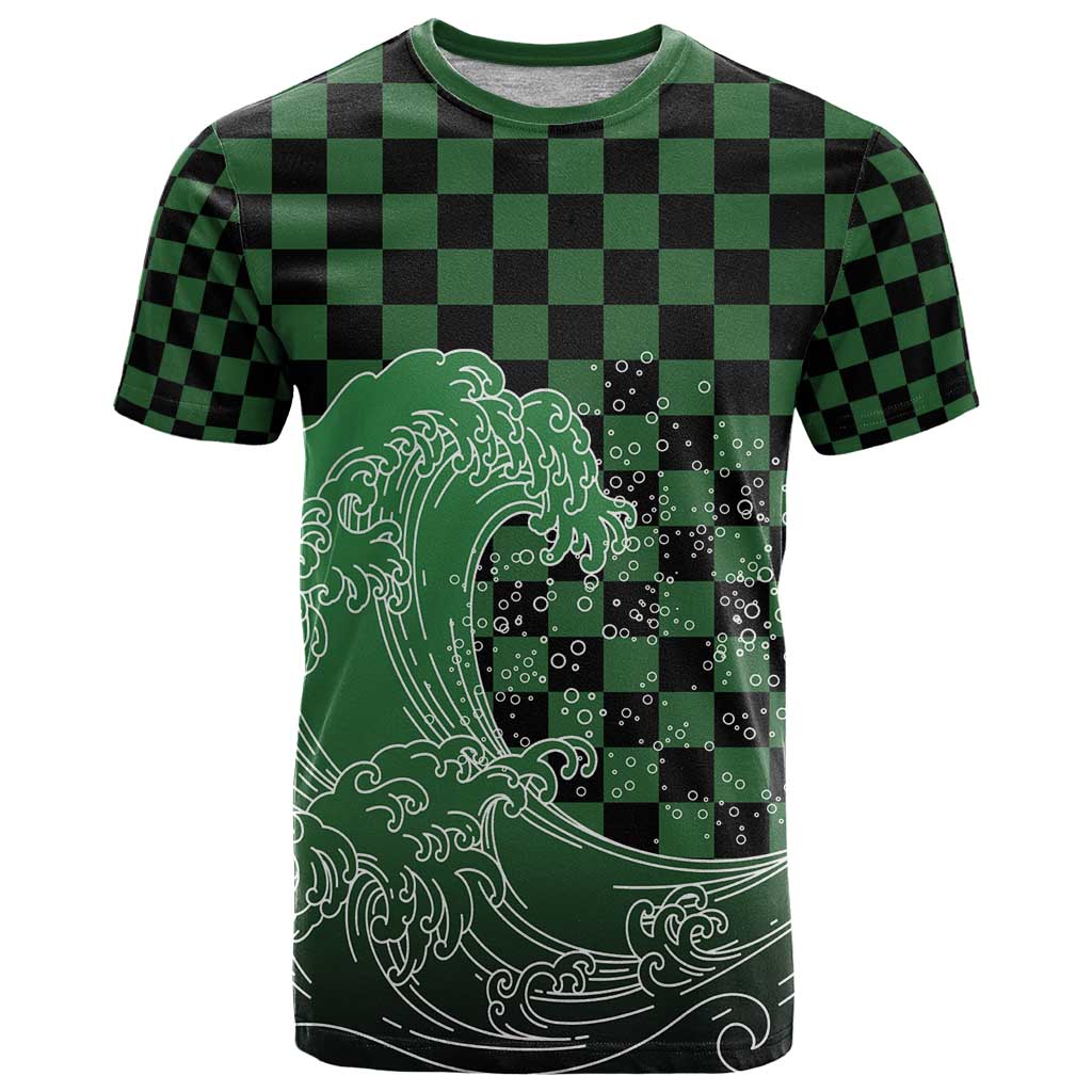 Japanese Asanoha Pattern T Shirt Water Breathing Slayer Dragon LT9 Green - Polynesian Pride