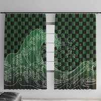 Japanese Asanoha Pattern Window Curtain Water Breathing Slayer Dragon LT9 With Hooks Green - Polynesian Pride