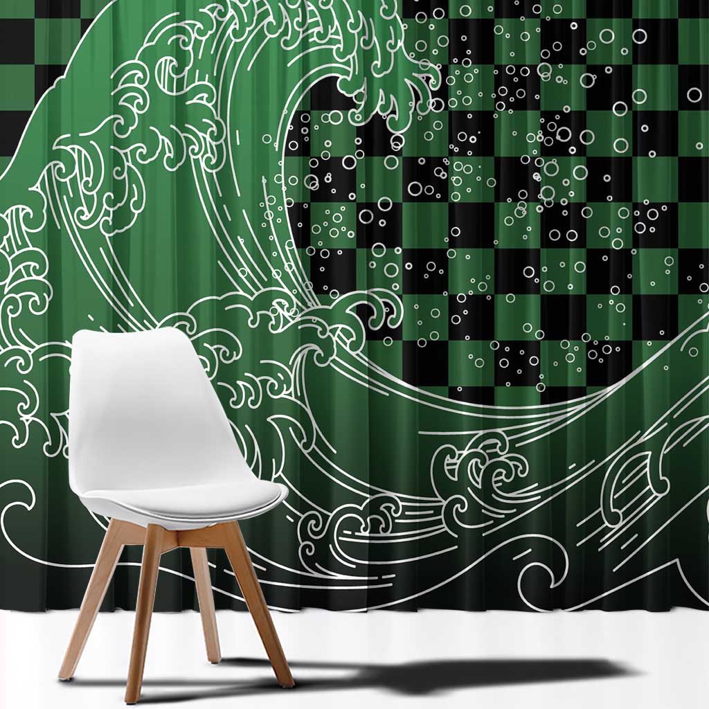 Japanese Asanoha Pattern Window Curtain Water Breathing Slayer Dragon LT9 - Polynesian Pride