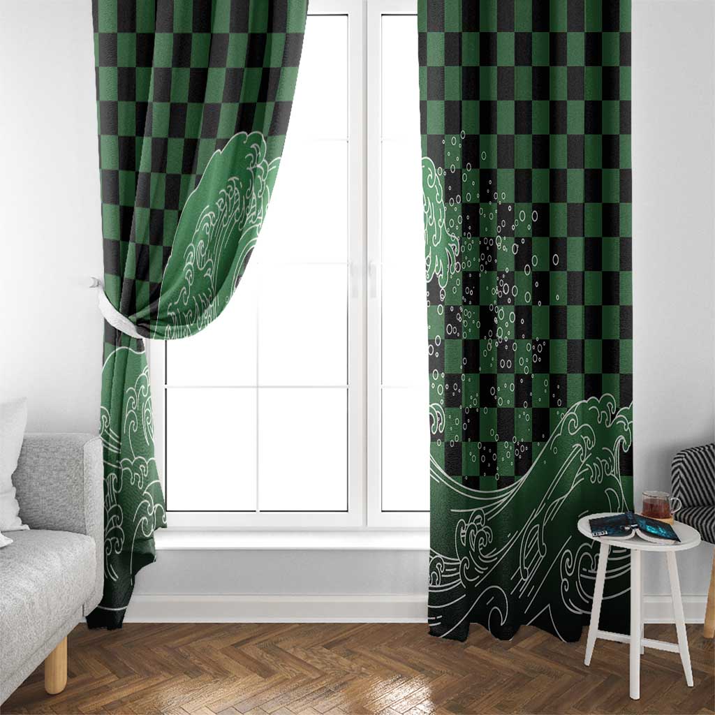 Japanese Asanoha Pattern Window Curtain Water Breathing Slayer Dragon LT9 - Polynesian Pride
