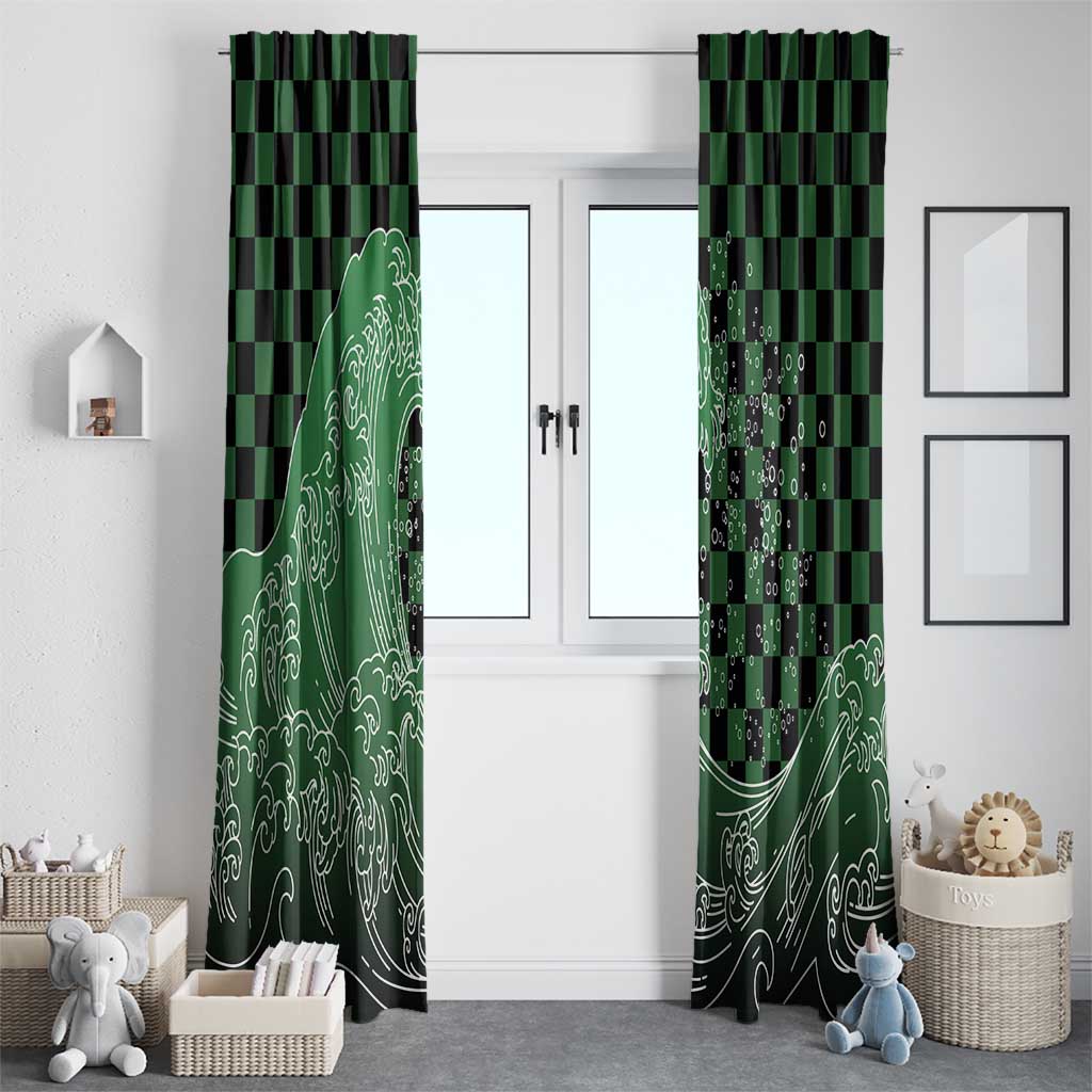 Japanese Asanoha Pattern Window Curtain Water Breathing Slayer Dragon LT9 - Polynesian Pride