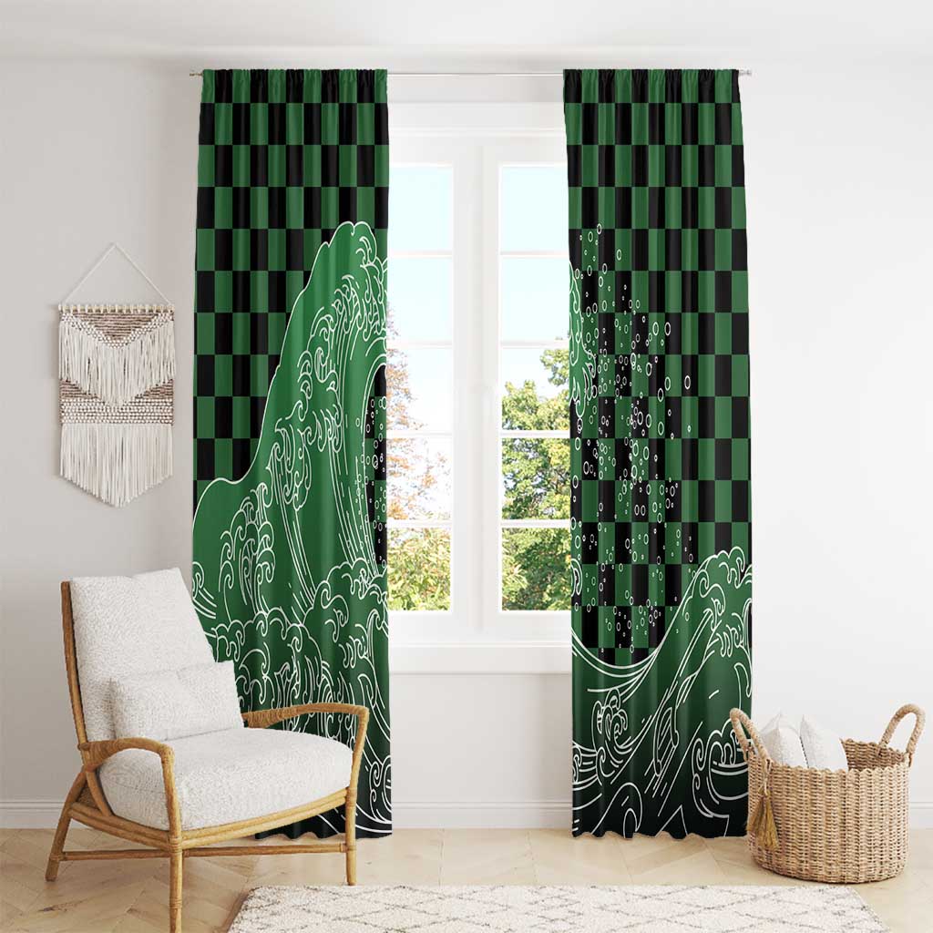 Japanese Asanoha Pattern Window Curtain Water Breathing Slayer Dragon LT9 - Polynesian Pride