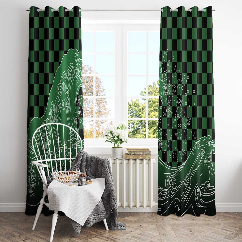 Japanese Asanoha Pattern Window Curtain Water Breathing Slayer Dragon LT9 - Polynesian Pride