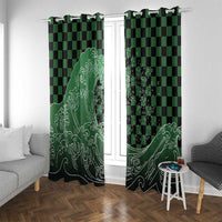 Japanese Asanoha Pattern Window Curtain Water Breathing Slayer Dragon LT9 With Grommets Green - Polynesian Pride