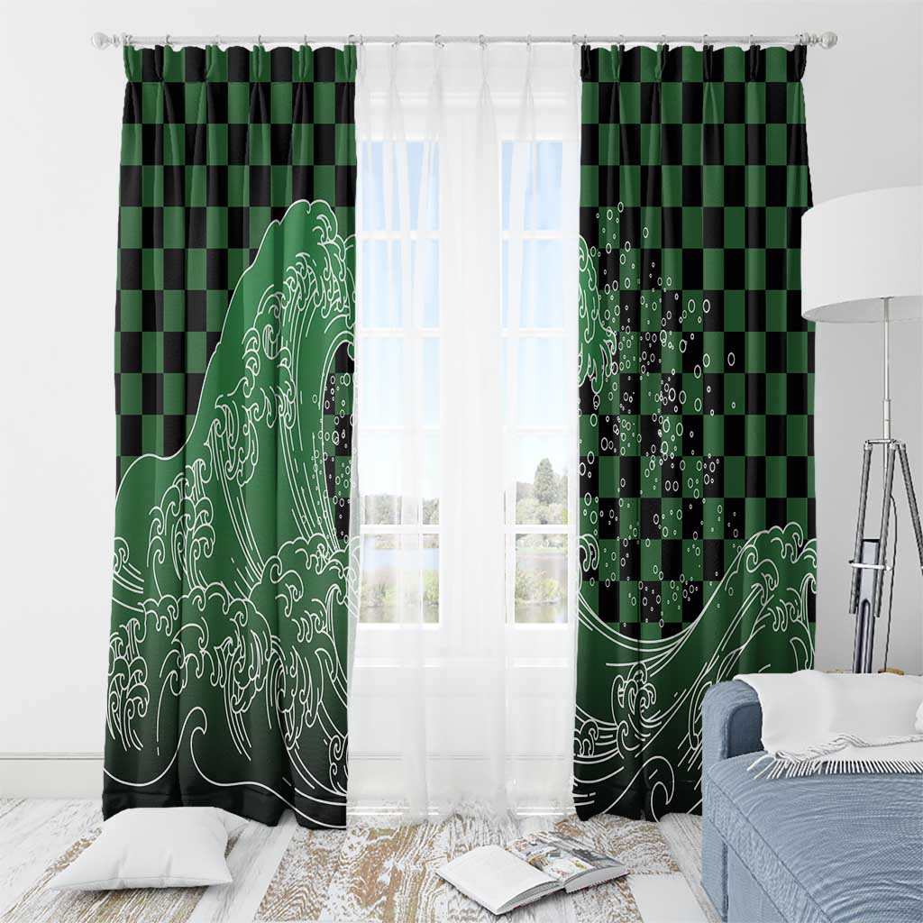 Japanese Asanoha Pattern Window Curtain Water Breathing Slayer Dragon LT9 - Polynesian Pride